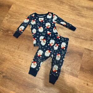 Old Navy Navy and Red Santa Print Kids Pajama Set